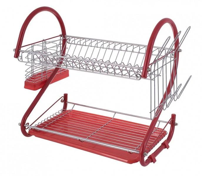 Сушарка для посуду Edenberg EB-2110 два яруси 420х270 мм Червоний Сушарка для посуду Edenberg EB-2110 два яруси 420х270 мм Червоний