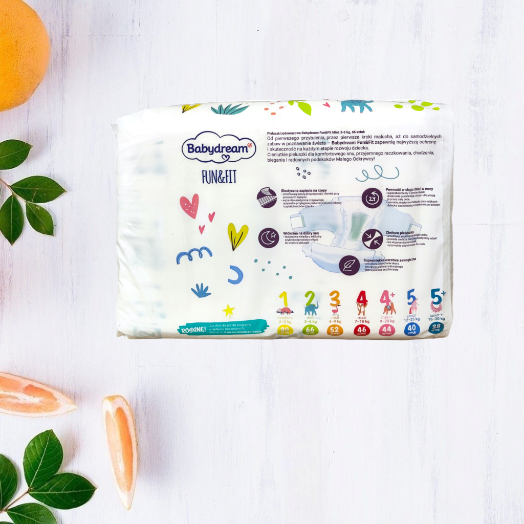Підгузки Babydream Fun&Fit 2 Mini 3-6 кг 66 шт. - фото 2 Підгузки Babydream Fun&Fit 2 Mini 3-6 кг 66 шт. - фото 2