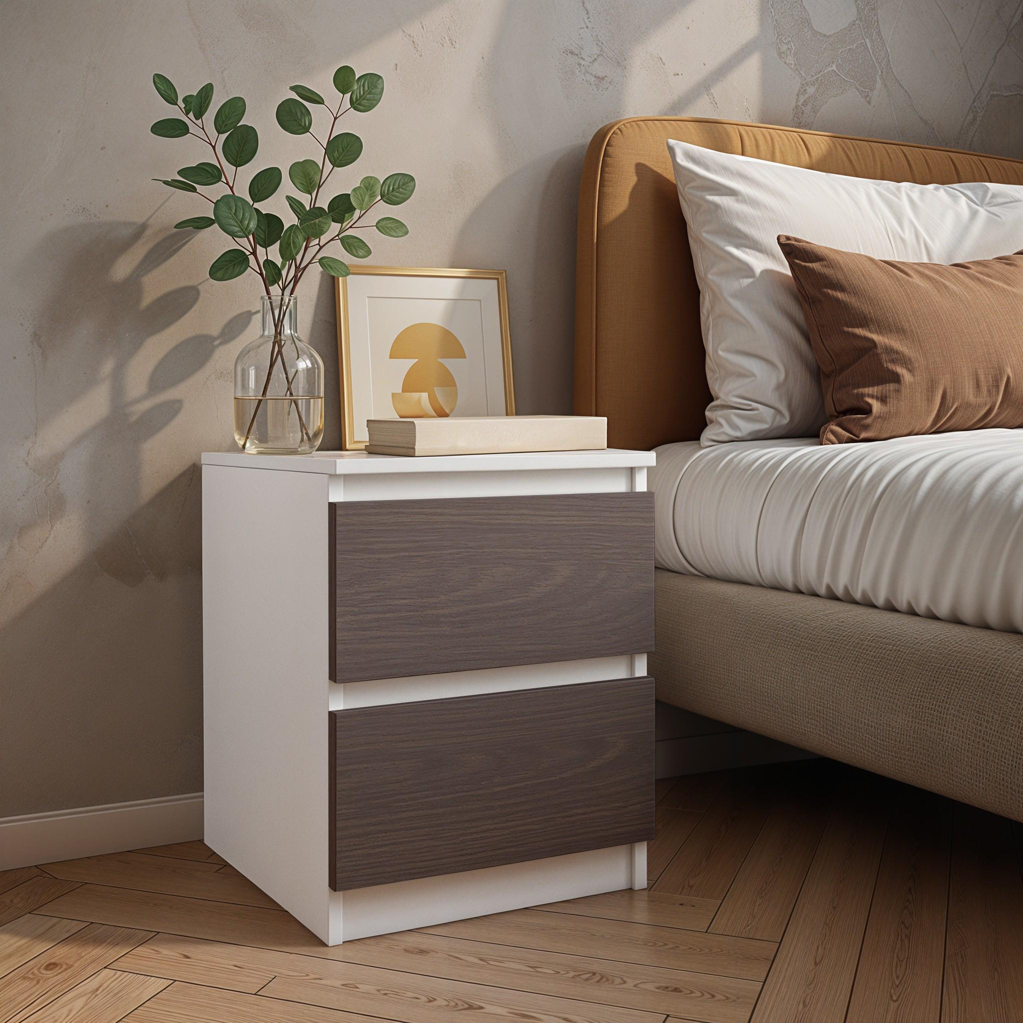 Тумба приліжкова FT-225 400х400х530 мм Білий/Венге Магія - фото 1 Тумба приліжкова FT-225 400х400х530 мм Білий/Венге Магія - фото 1