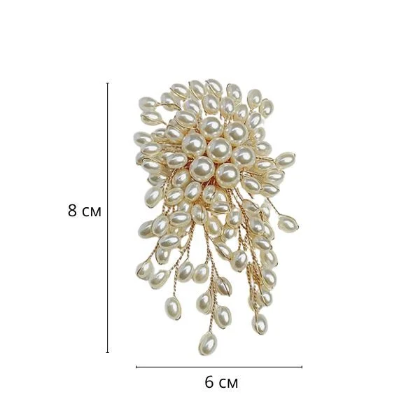 Брошь на одежду украшена искусственными жемчужинами 8х6 см (Y01963) - фото 11 Брошь на одежду украшена искусственными жемчужинами 8х6 см (Y01963) - фото 11