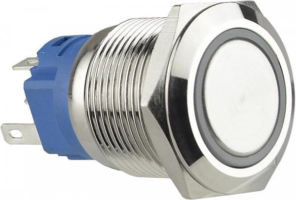 Кнопка металлическая АСКО-УКРЕМ с подсветкой 1НВ+1НЗ 24В TYJ19-271 Зеленый (A0140010138)