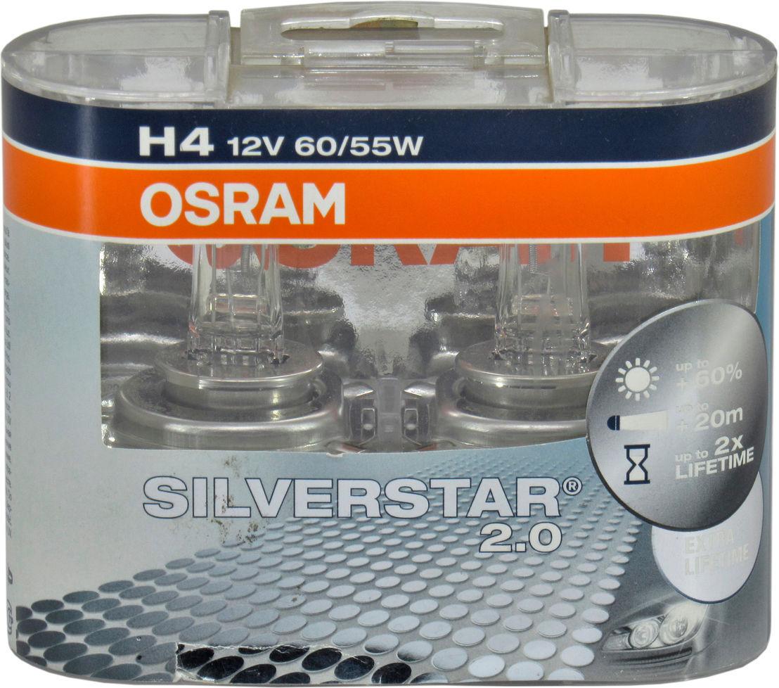 Лампочка галогенна Osram H4 P43t 12V-60/55 Вт +60 Silverstar 64193SV2 12V-H4 P43t 2 шт.