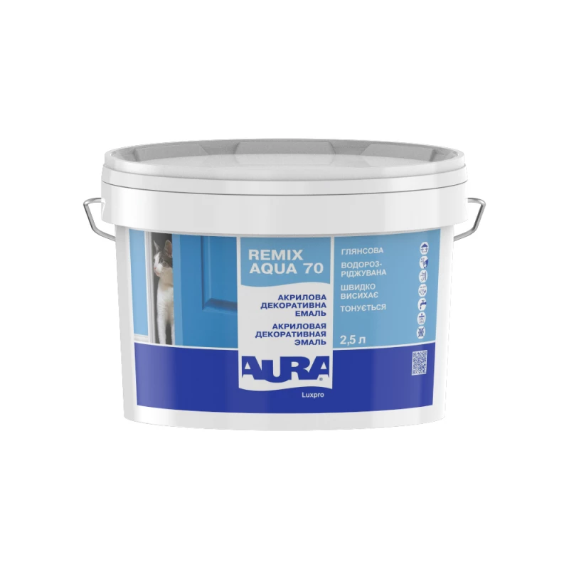 Эмаль акриловая Aura Lux Pro Remix Aqua 70 универсальная 2,2 л (2571432136)