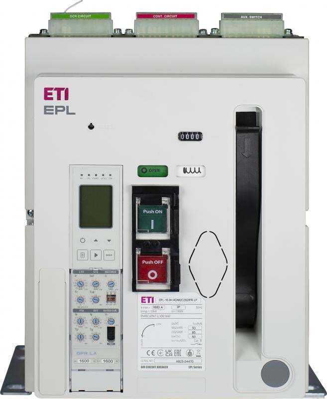 Воздушный автоматический выключатель ETI EPL-25 3H BF/M2C2S2/PR-LP 3P 2500A 85кА стационарный (4695722)