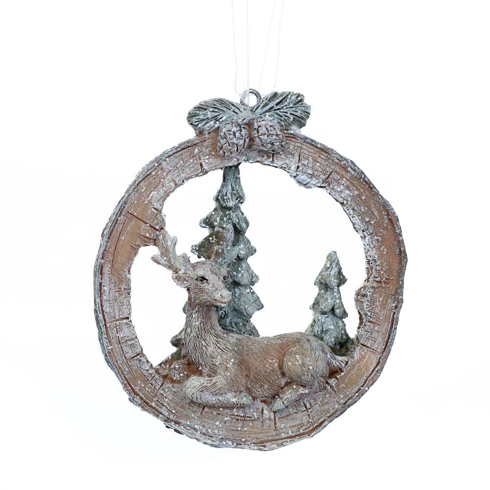 Новогодняя подвеска Elisey Венок и олень 6 шт. (2007-062)