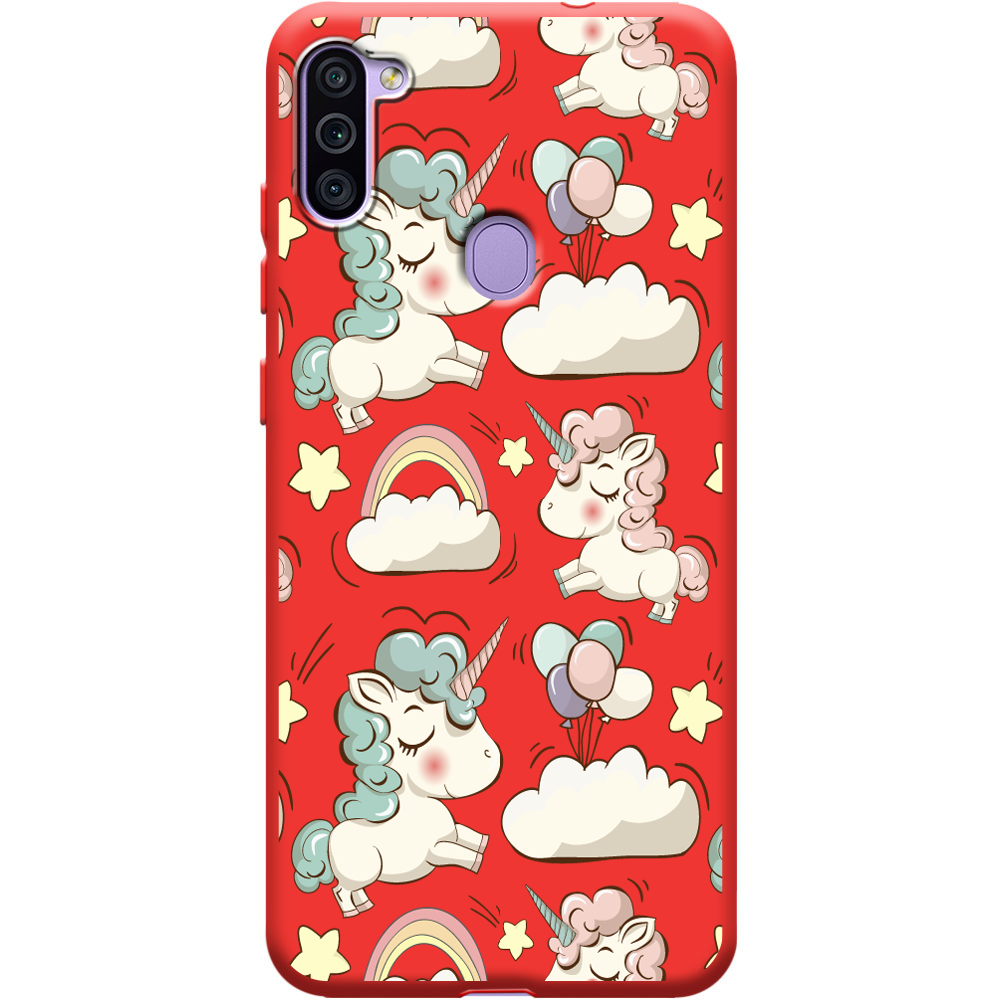 Чехол Boxface Samsung M115 Galaxy M11 Unicorns Красный силикон (39780-cc2-40327)