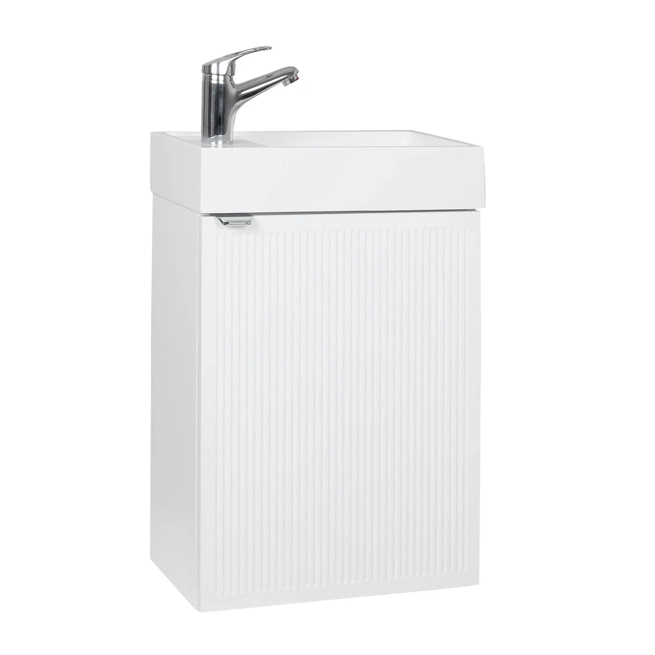 Тумба Fabio Білий матовий з умивальником Mini консольна ручка 40 см Хром (2682452817)