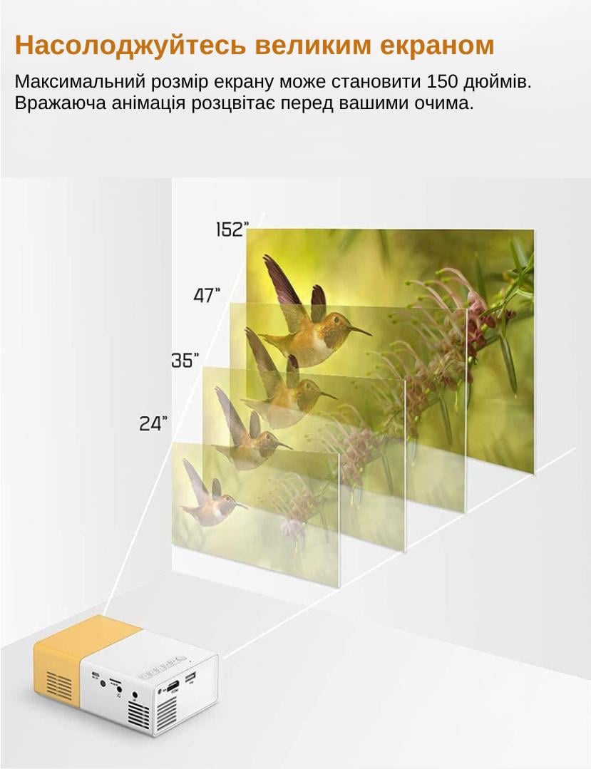 Проектор XON E-Tech SmartView CY200 320x240P 600Lm Білий (XVAA0302BW 1691) - фото 12 Проектор XON E-Tech SmartView CY200 320x240P 600Lm Білий (XVAA0302BW 1691) - фото 12