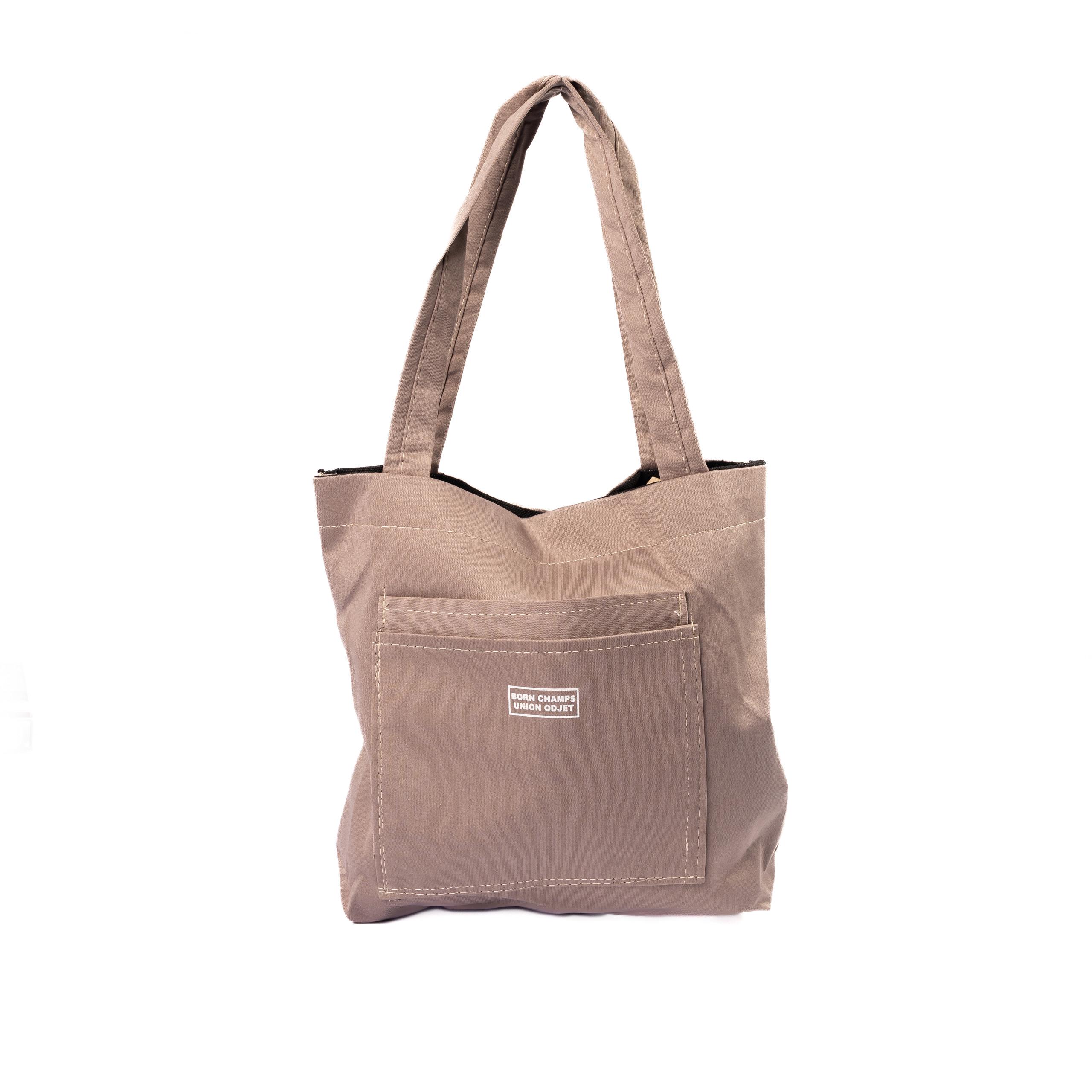 Сумка женская вместительная текстильная с ручками Бежевый