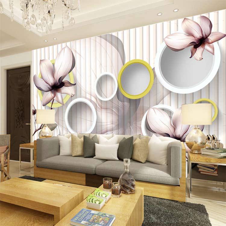 Фотообои 3D флизелиновые цветочные для спальни/зала/кухни Орхидеи с кругами