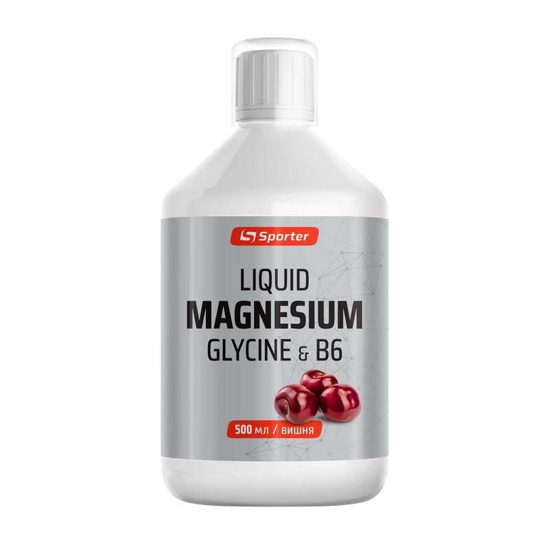Магний B6 жидкий с глицином Sporter Liquid Magnesium Glycine & B6 500 мл Вишня