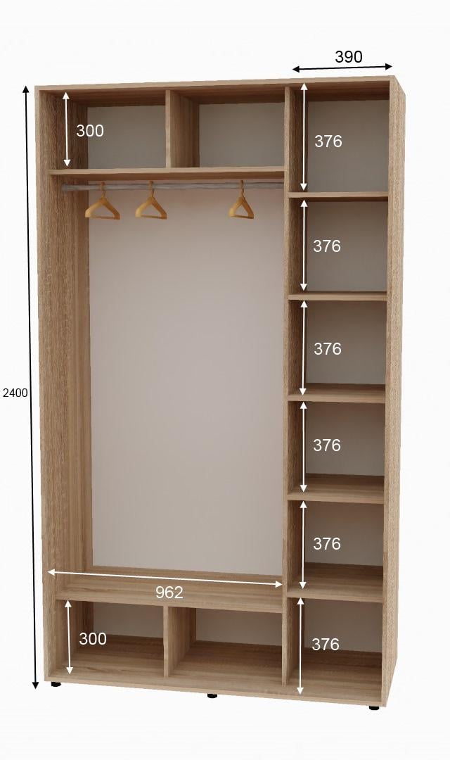 Шафа-купе дводверна Алекса ДСП 140х60х240 см Дуб Сонома - фото 2 Шафа-купе дводверна Алекса ДСП 140х60х240 см Дуб Сонома - фото 2