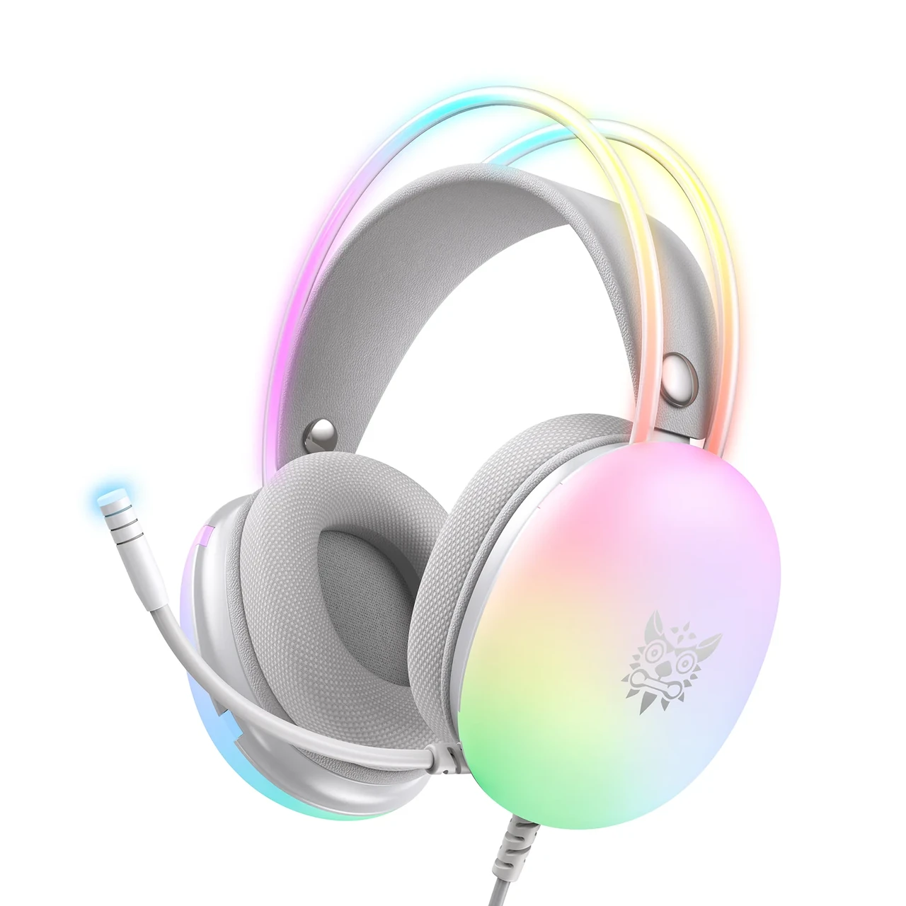 Игровые наушники Onikuma X25 RGB с микрофоном USB 3,5 мм Белый (2675538059)