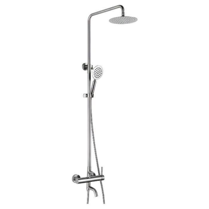 Душевая система Zerix SUS-008-J с изливом нержавеющая сталь Сатин (ZX5612)