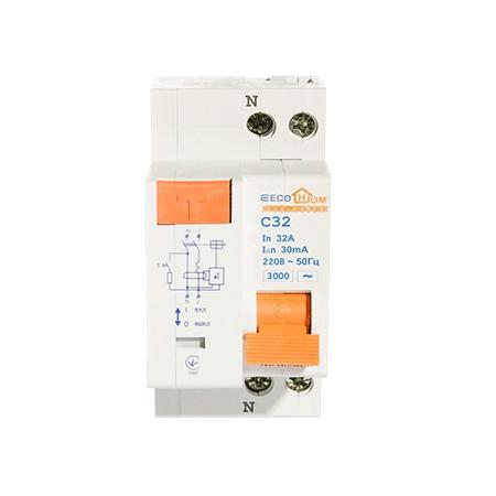 Дифавтомат ECOHOME ECO 2p 32A/30мА/3kA тип C ECO030010004 (70663)