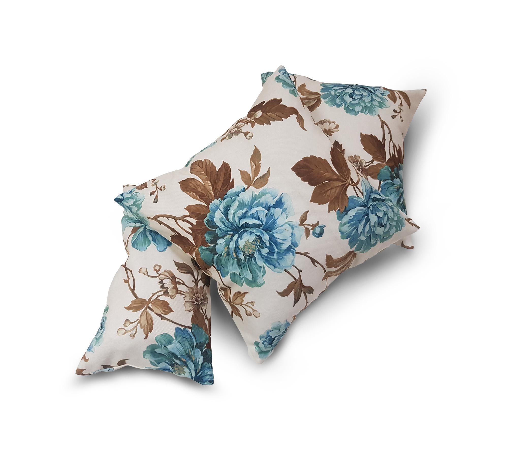 Комплект декоративных подушек Firanka Flowers 40х40 см 2шт 40х22 см 1шт молочные с голубым (п_0416)
