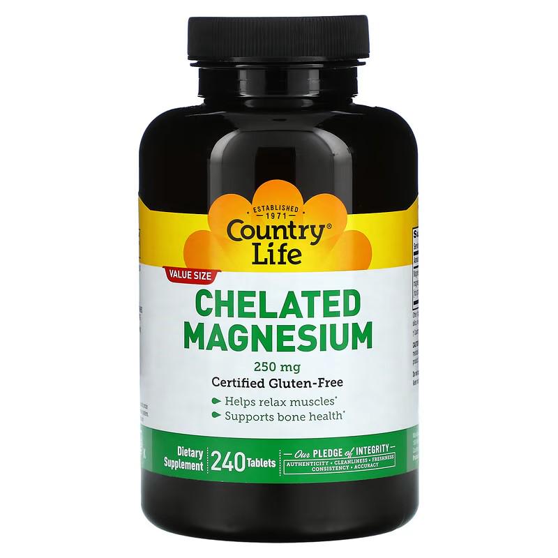 Магний Country Life Chelated Magnesium 250 mg 240 таблеток