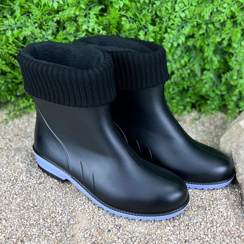 Чоботи жіночі гумові короткі з утеплювачем E-00863-2 p. 38 24,5 см Чорний - фото 2