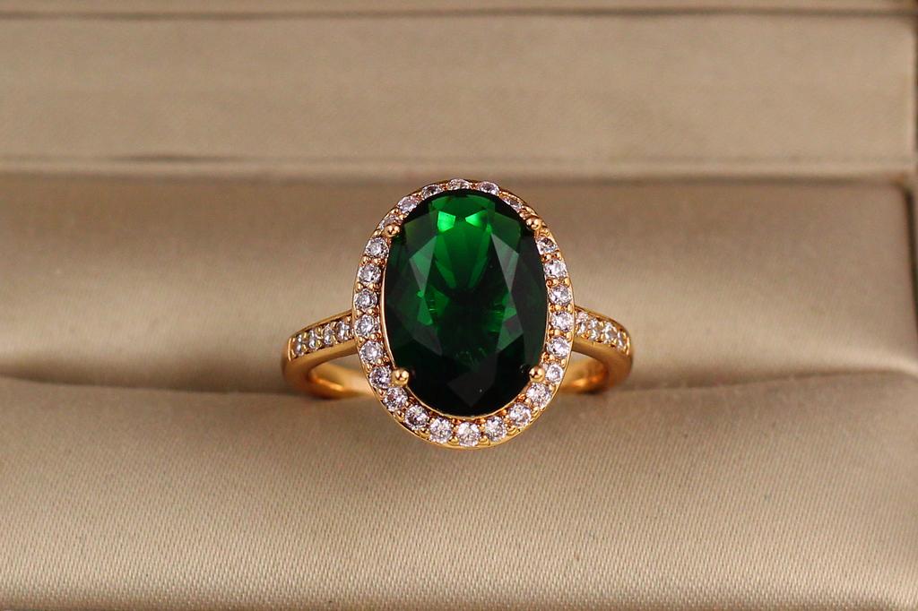 Кольцо Xuping Jewelry Малинки с зеленым камнем р. 19 Золотистый (35435532) Кольцо Xuping Jewelry Малинки с зеленым камнем р. 19 Золотистый (35435532)