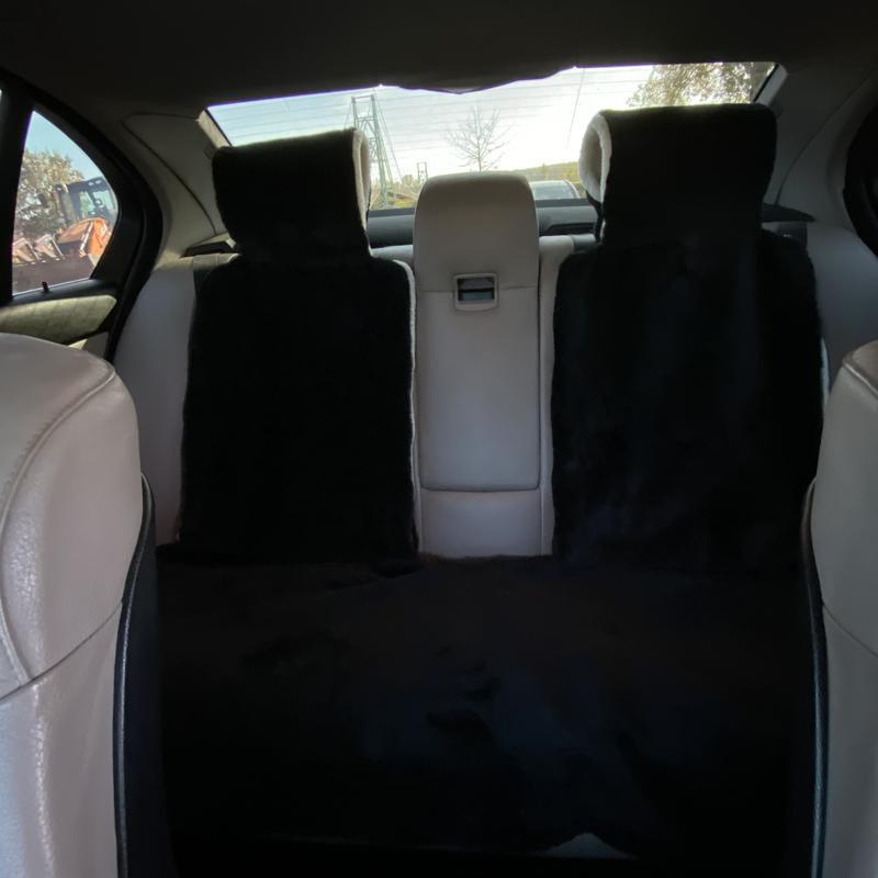 Накидка на сиденье автомобиля из овчины Sheepskin эко-шерсть задний комплект 50 см Черный (719) - фото 3