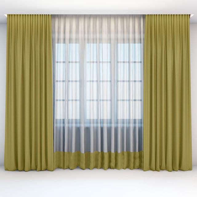 Комплект штор с тюллю Academy Gardin Модельный 150х275/300х275 см 3 шт. Фисташковый