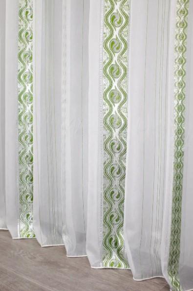 Тюль креп/шифон Белый/Зеленый (1254т) - фото 5 Тюль креп/шифон Белый/Зеленый (1254т) - фото 5