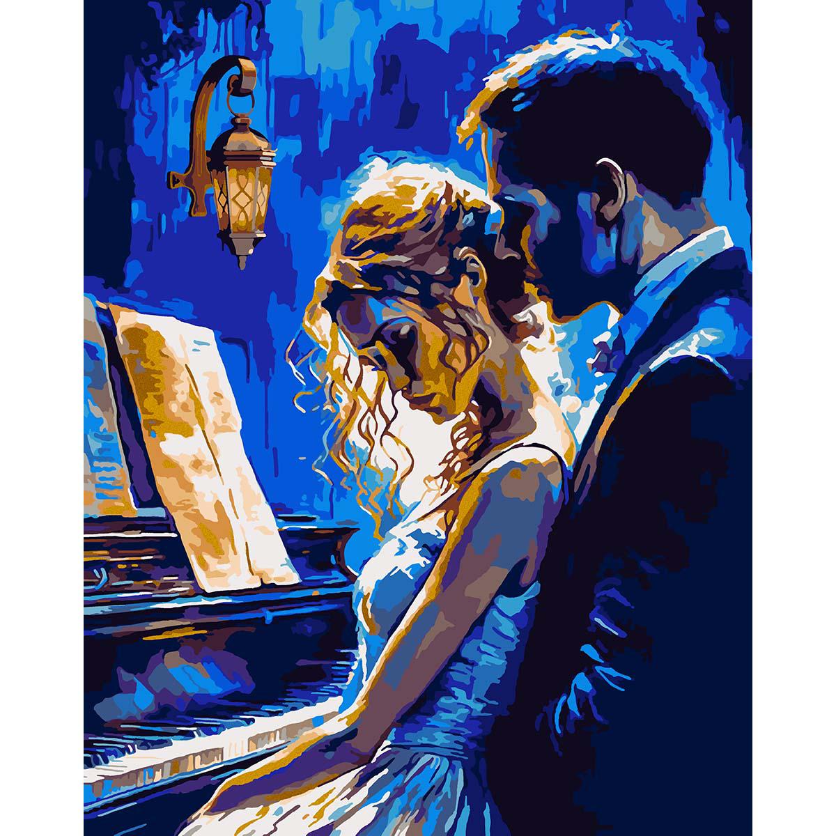 Картина по номерам Santi Пианистка 40x50 см с красками металлик (Top-954686)