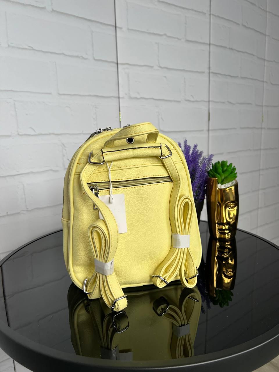 Сумка-рюкзак из экокожи женский трансформер Желтый - фото 5 Сумка-рюкзак из экокожи женский трансформер Желтый - фото 5