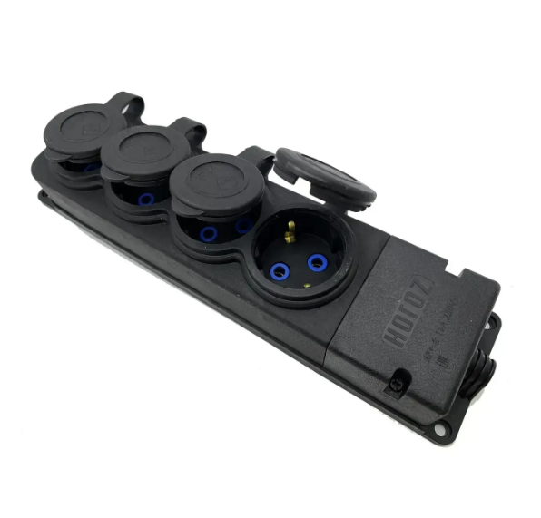 Колодка каучуковая Horoz 4 гнезда с заземлением Черный (22925802) Колодка каучуковая Horoz 4 гнезда с заземлением Черный (22925802)