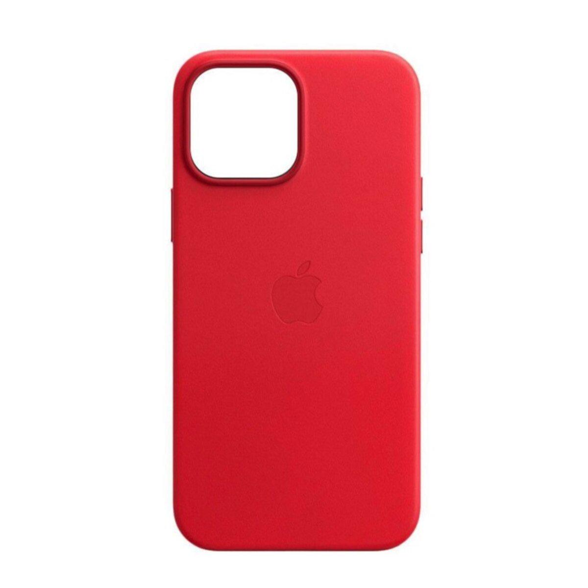 Противоударный чехол для Apple iPhone 15 Pro Leather AAA Full Magsafe IC Crimson