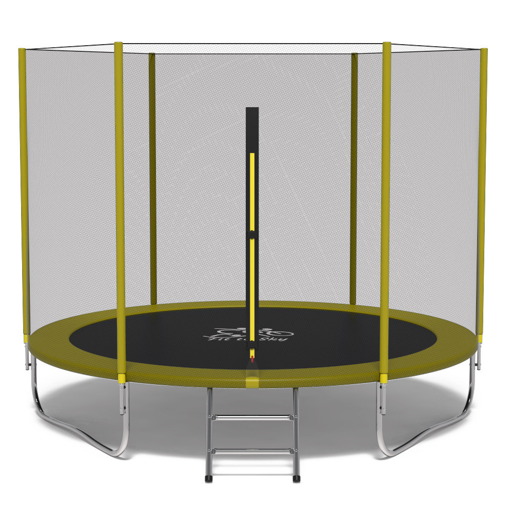 Батут FitToSky 312 см з драбинкою Жовтий - фото 1