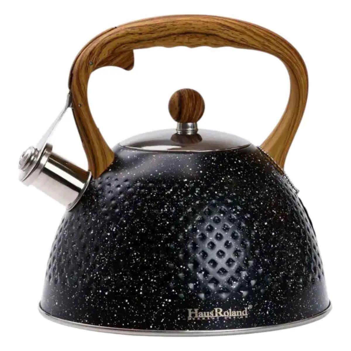 Чайник зі свистком із дерев'яною ручкою товсте дно 3 л Чорний (4825)