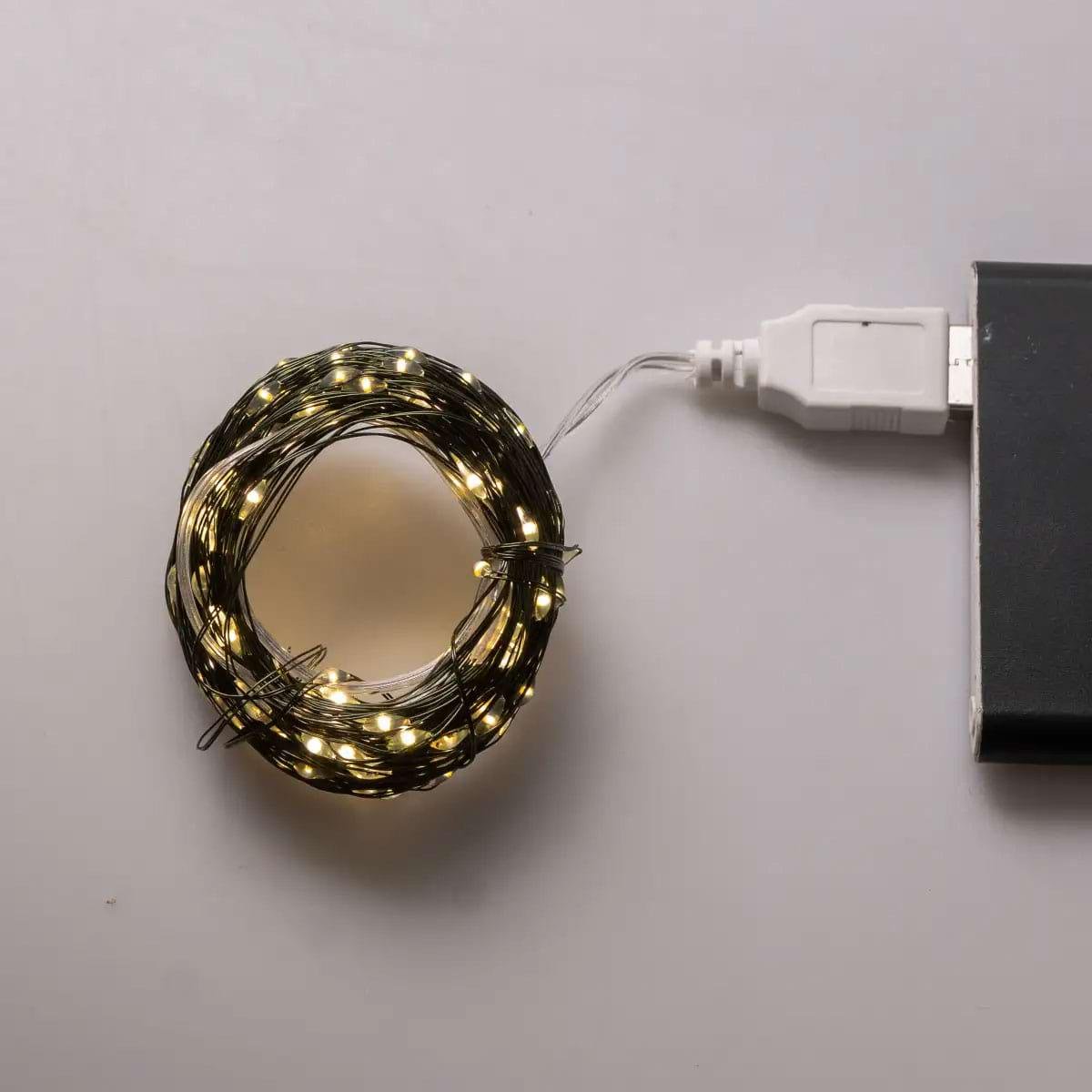 Гирлянда-роса USB на 200 LED светодиодов капля зеленый провод 20 м Желтый (5290) - фото 2