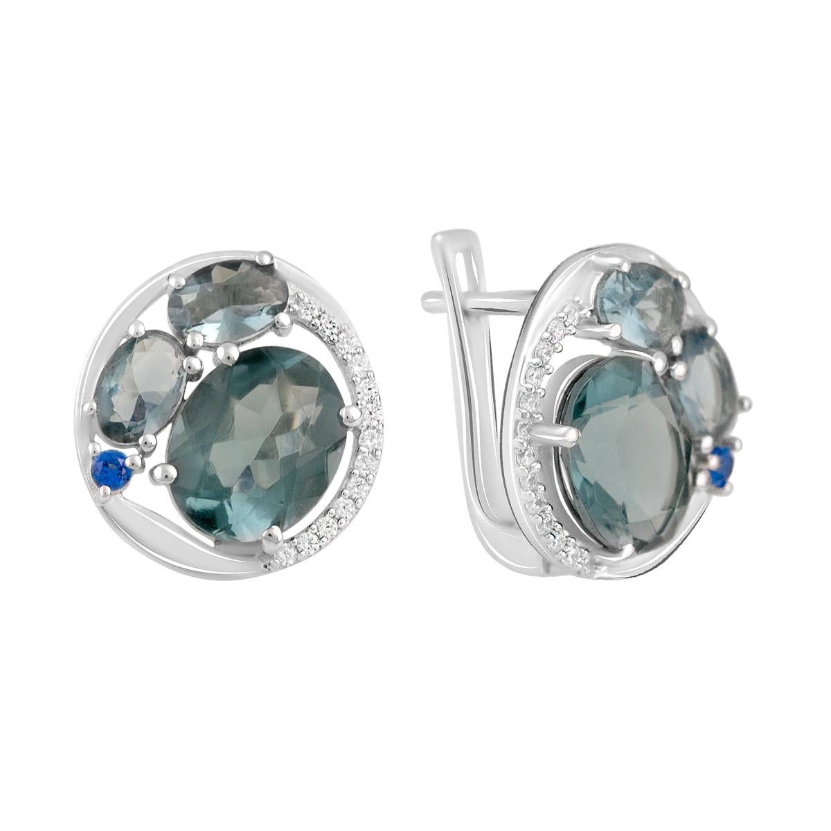 Серебряные серьги с топазом Лондон Блю 5,87 ct (2127437)