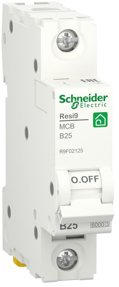 Автоматический выключатель Schneider Electric RESI9 1P 25A 6кА В (R9F02125) Автоматический выключатель Schneider Electric RESI9 1P 25A 6кА В (R9F02125)