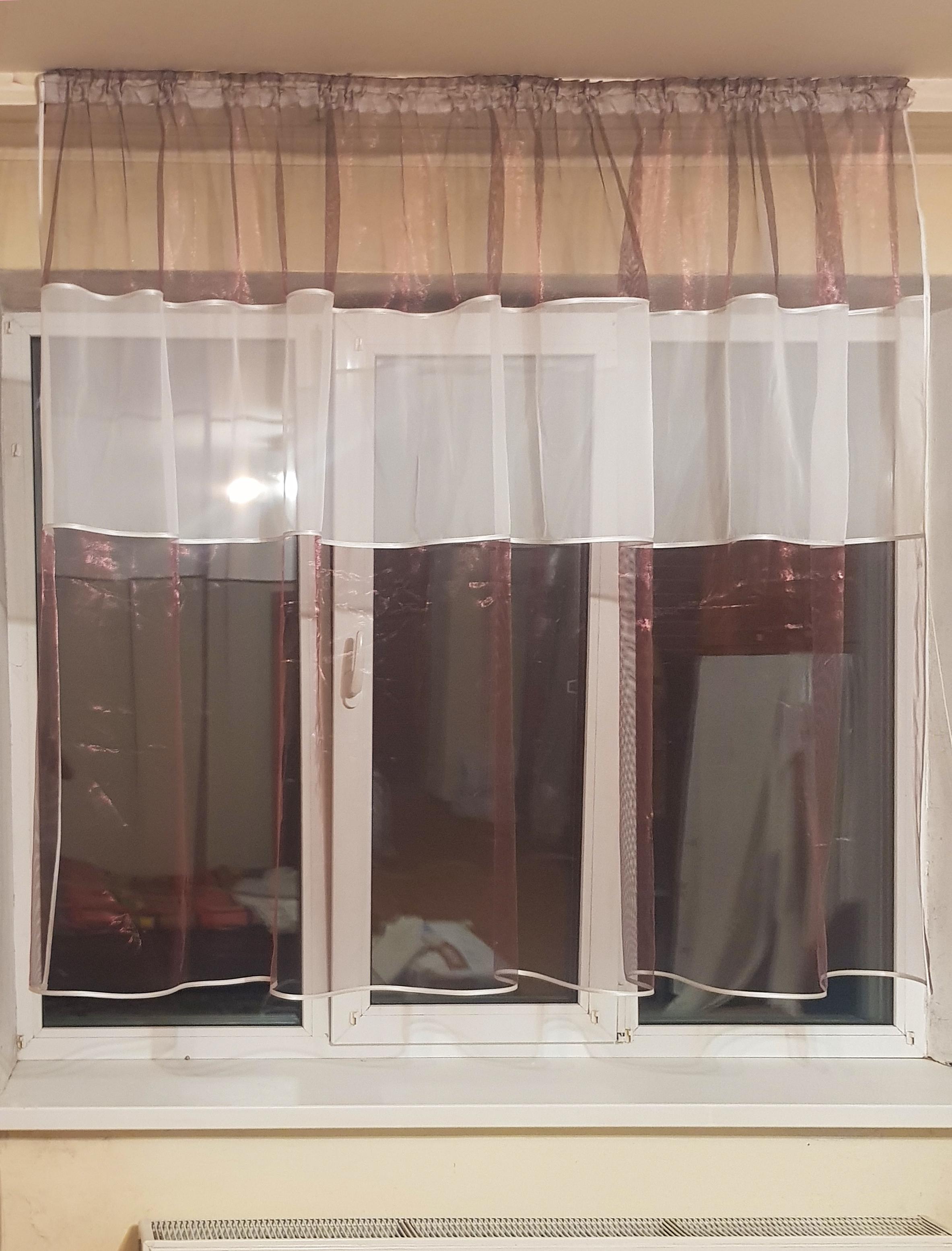 Тюль до подоконника Firanka фатин карниз 150 см Коричневый с молочным (34_5а)