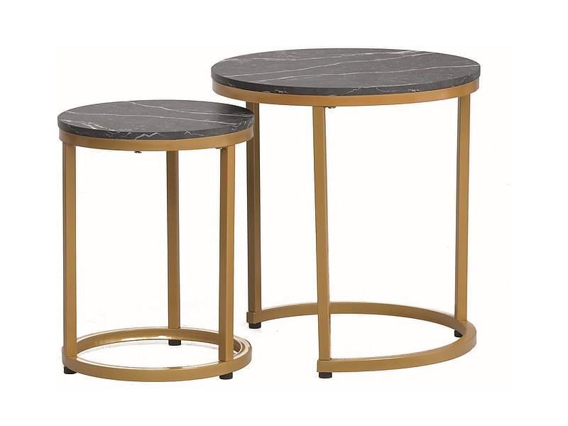 Журнальный столик комплект Signal HOLA Черный эффект мрамора/Золотой (HOLACMAZL) - фото 1