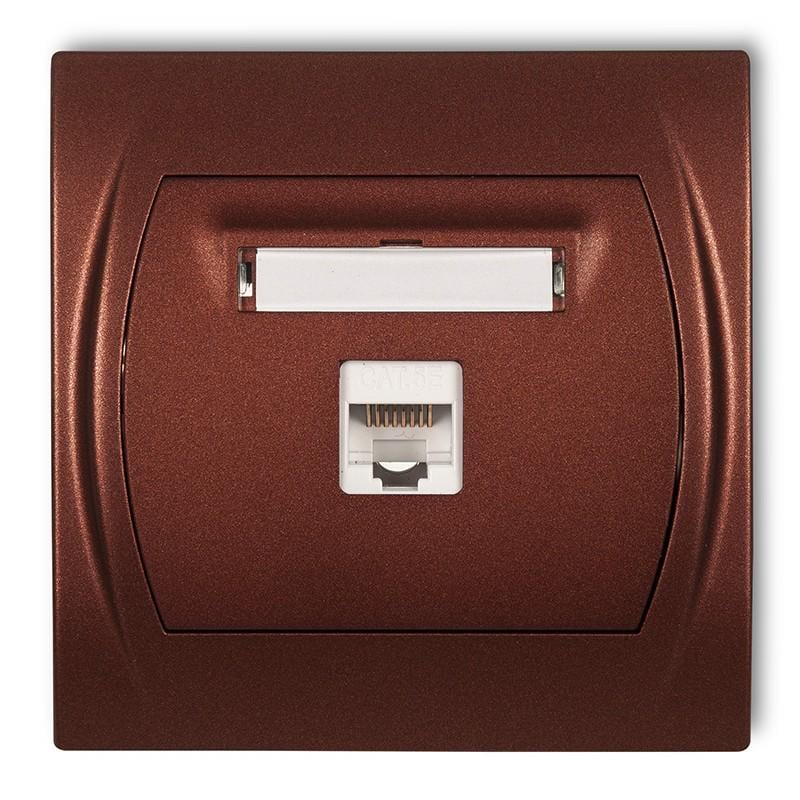 Розетка компьютерная Karlik Logo RJ45 cat 5E Коричневый металлик (9LGK-1)