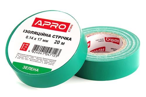 Изолента Apro 140 мкм 17 мм 20 м 1 шт. Зеленый
