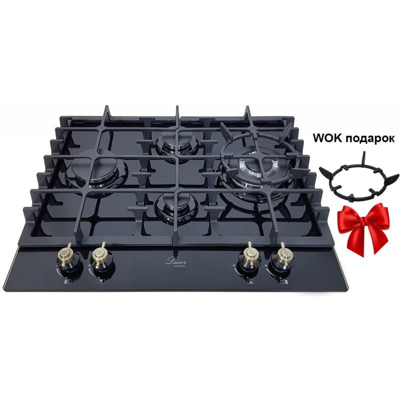 Варильна поверхня газова Luxor RG 650 BGL KUP з підставкою для Wok (22694349) - фото 2