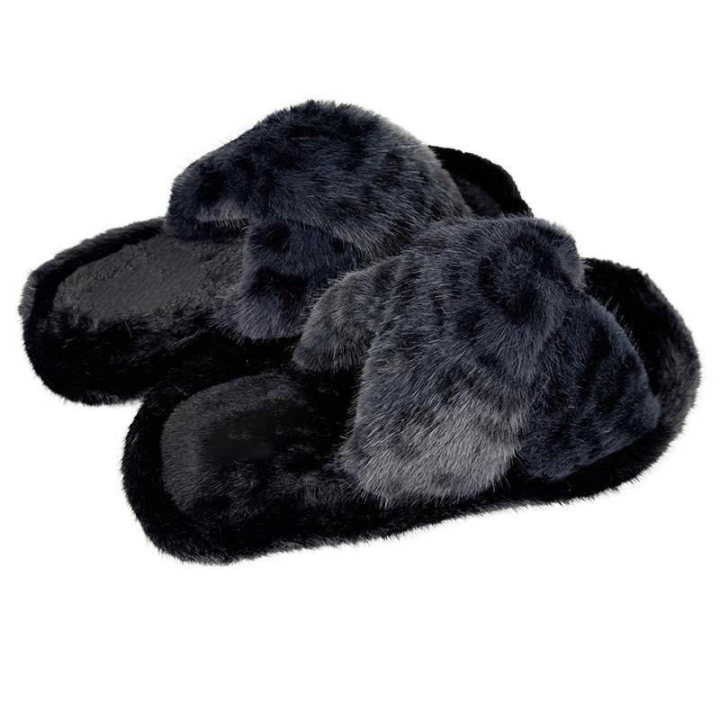 Комнатные тапочки женские пушистые 80142-1 p. 38-39 24,5-25 см Черный - фото 4