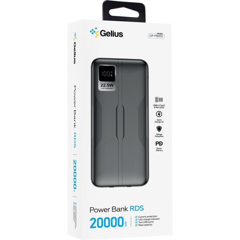 Повербанк Gelius RDS GP-PB302 20000 mAh 22,5W QC/PD Black (2436780084) - фото 3