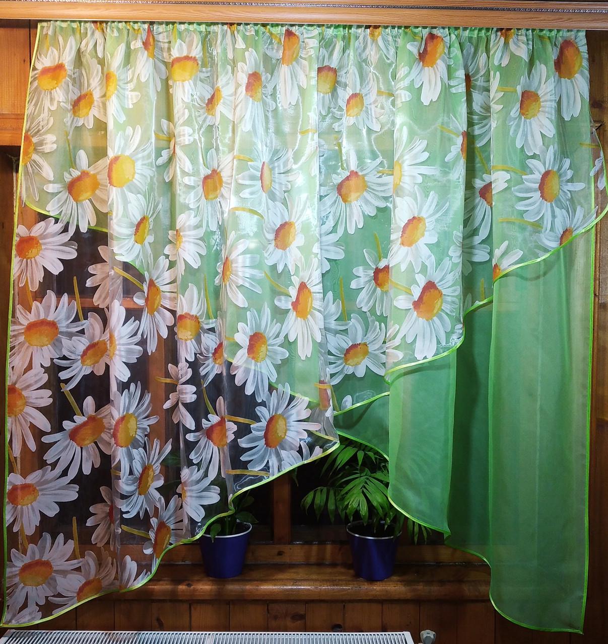 Шторы Стелла Салатовый/Ромашка (1304118987)