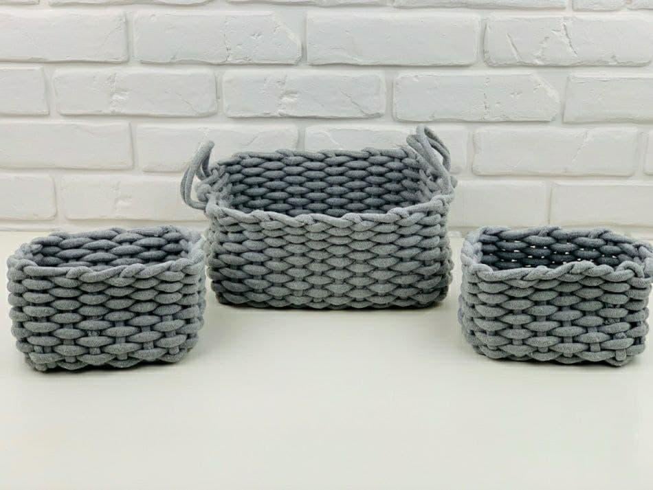 Набор корзин плетёных Decors Knot 4-20-10-1 3 шт. Серый (DR001089)