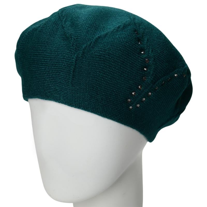 Берет двойной Lirus Ирисшерстяной тонкой вязки р. 56-58 Зеленый