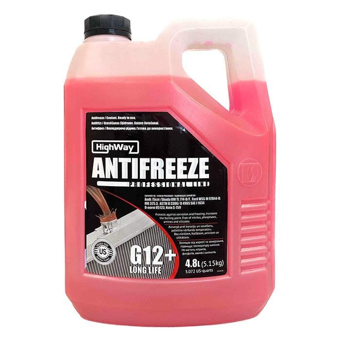 Антифриз HighWay LONG LIFE G12+ 40° C 5 л Красный (6446)