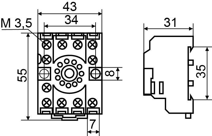 Колодка для промежуточного реле АСКО-Укрем PF113A-E 10А 3к 220V AC МК3P (A0090020002) - фото 3