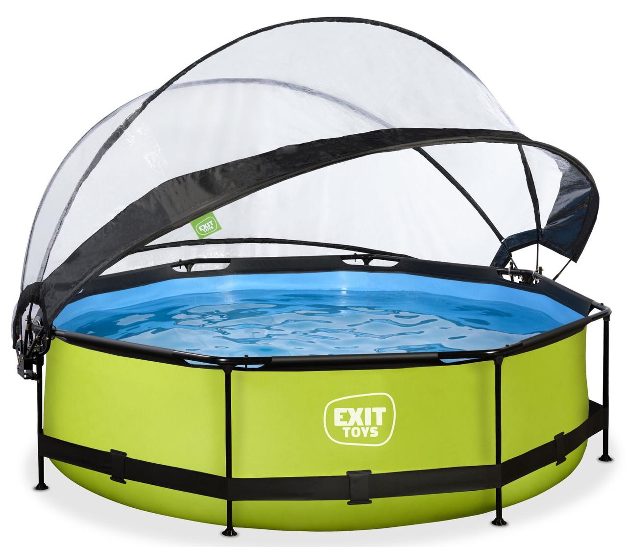 Басейн каркасний круглий з куполом Exit Toys для дітей 300х76 см Лайм (2584665126)