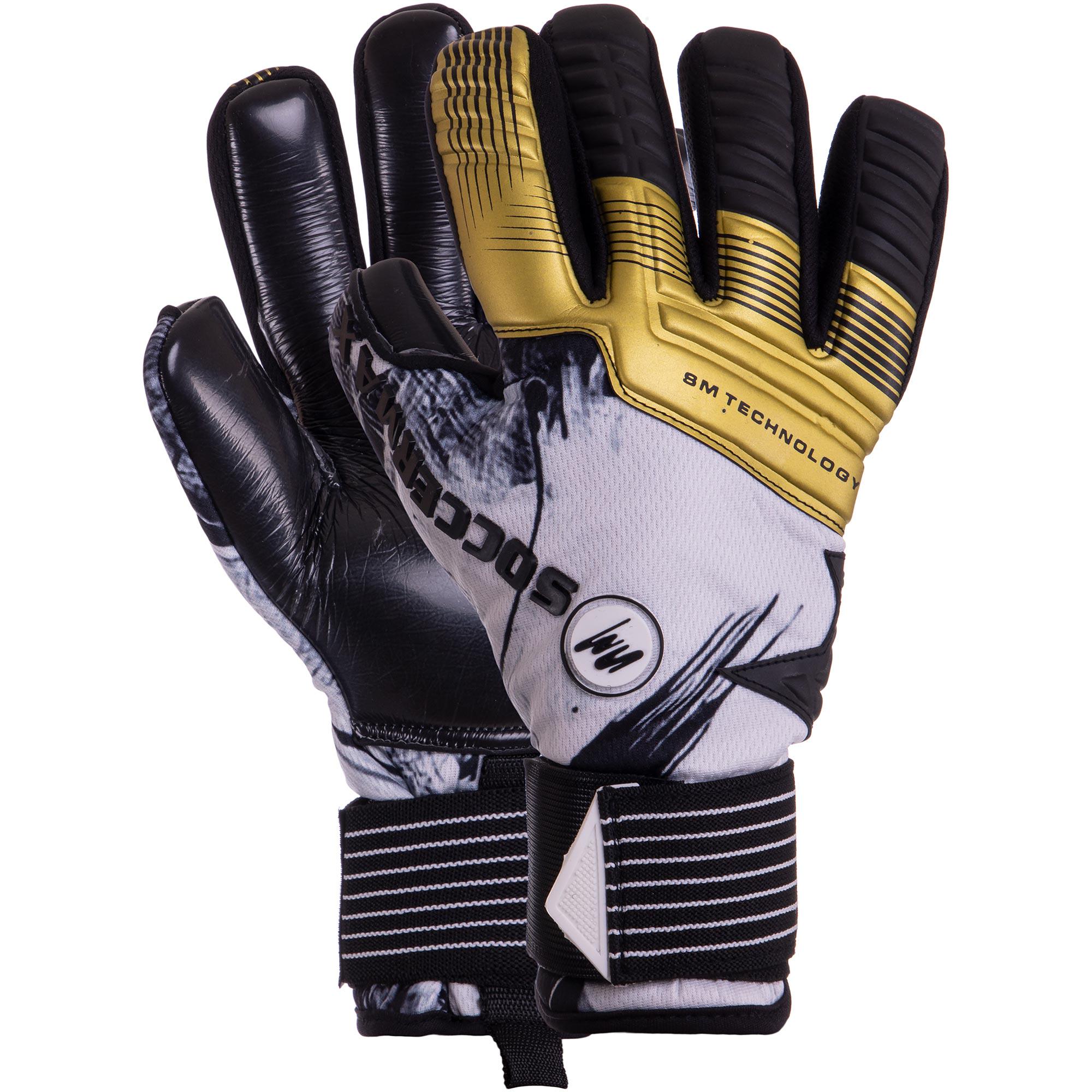 Перчатки вратарские Zelart SOCCERMAX GK-008 р. 9 Белый/Черный/Золотий (DR007765)