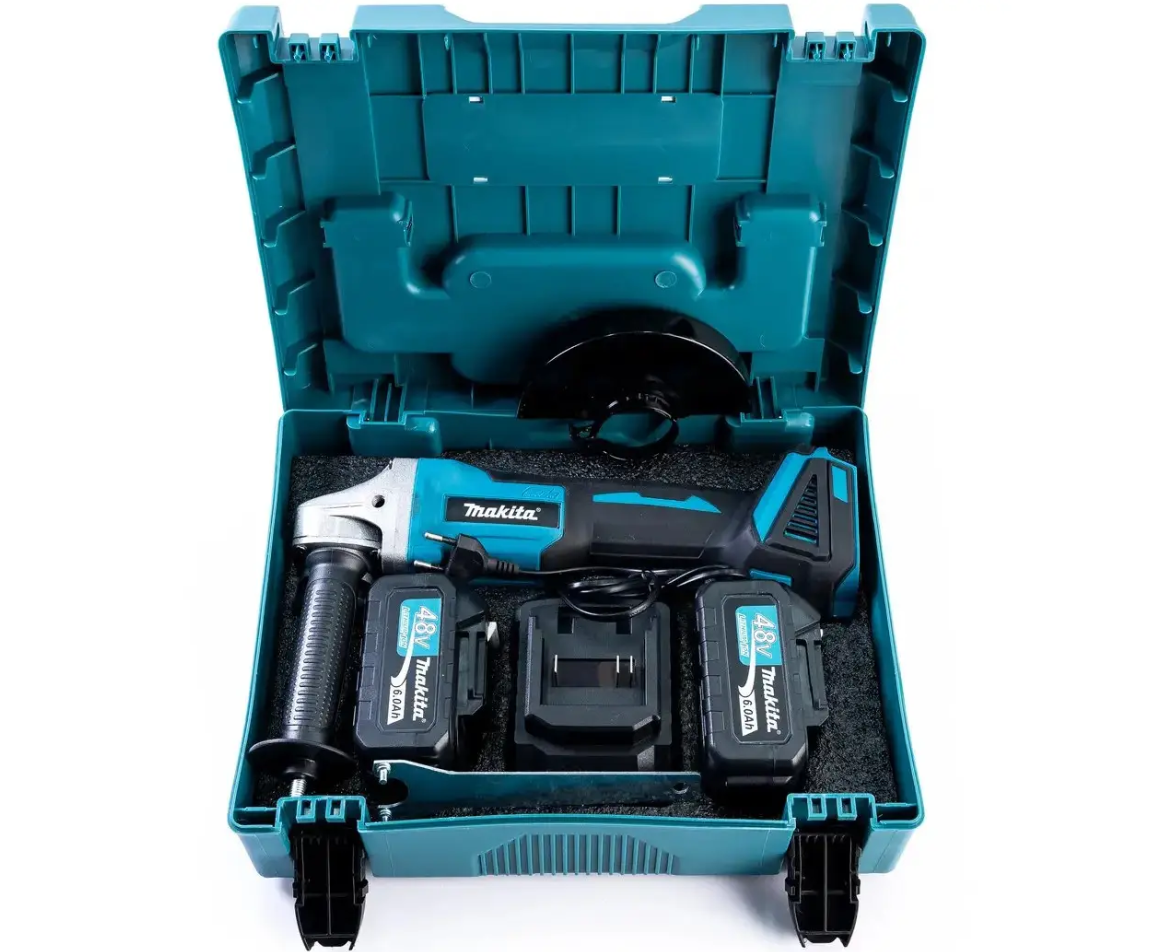 Болгарка бесщеточная аккумуляторная Makita DGA554ZL 48V/6Ah угловая и 2 АКБ в пластиковом кейсе (35821615)